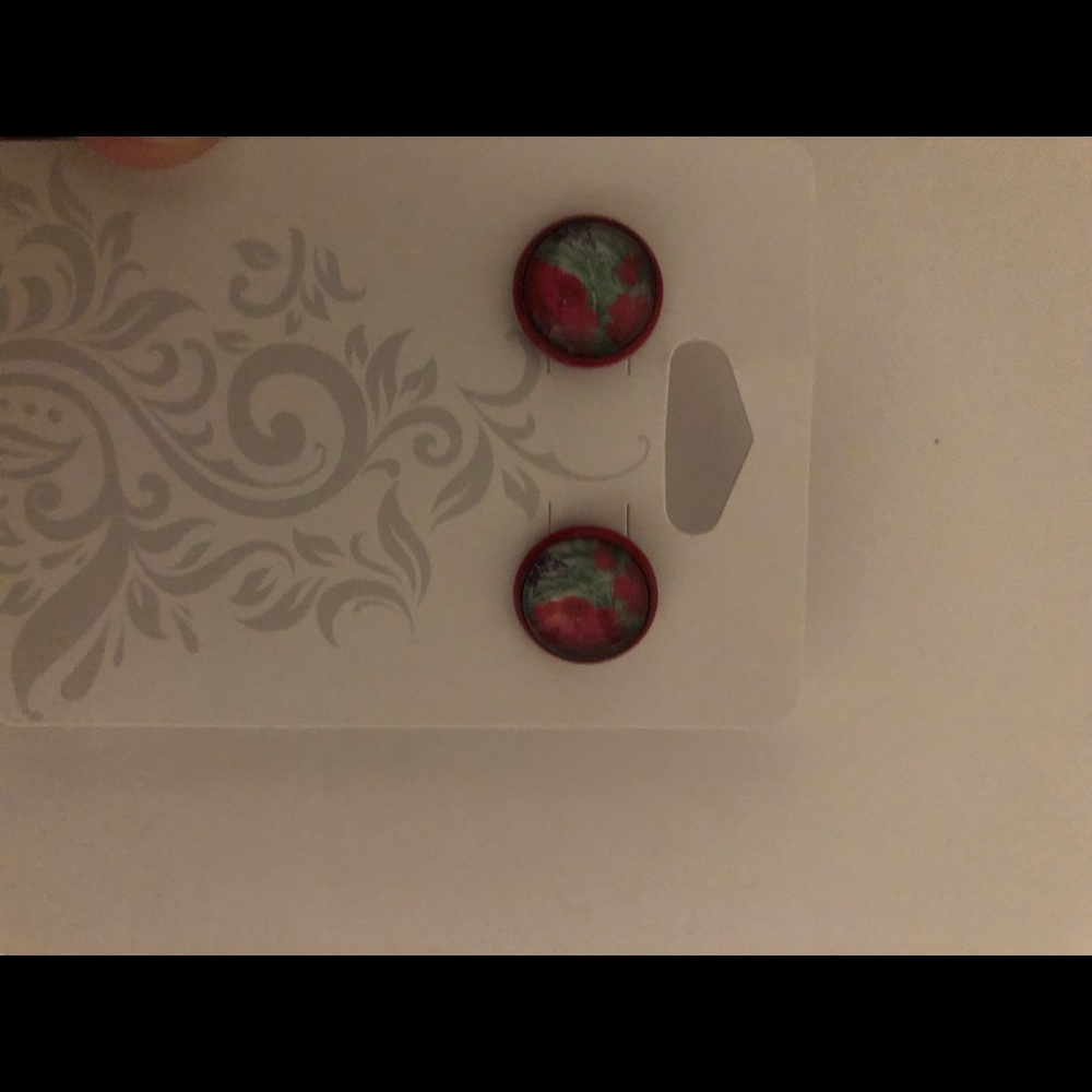 Red Floral studs